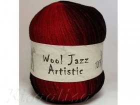 Пряжа MIDARA Artistic Wool Jazz 7/2-005 черно-красный  (аналог Кауни)  купить в интернет-магазине