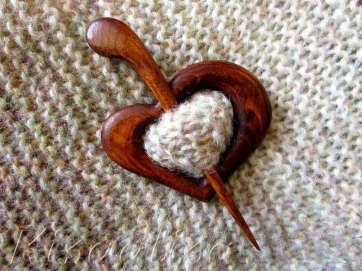 Brooch for shawls, wood - Heart.  buy in the online store