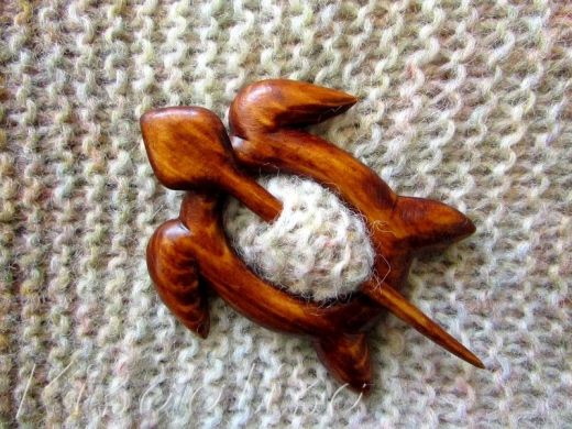 Brooch for shawls, wood - Turtle.  buy in the online store