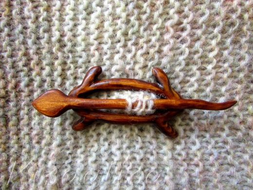 Brooch for shawls, wood - Lizard.  buy in the online store