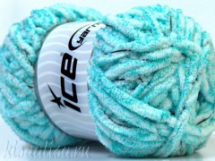 Пряжа ICE Velvet Loops White Turquoise fnt2-29153